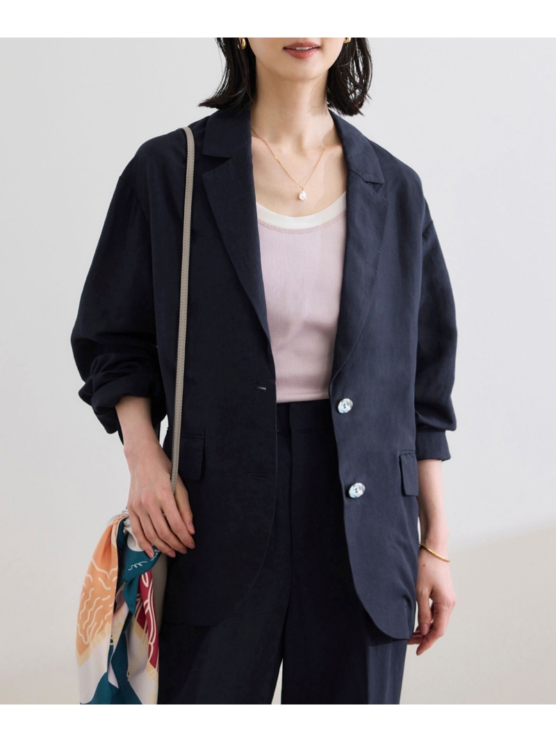 【SALE／70%OFF】レーヨンリネン ライトジャケット【セットアップパンツ・ワンピース対応】 ROPE' ロペ ジャケット・アウター テーラードジャケット・ブレザー ブラウン ネイビー【RBA_E】【送料無料】[ Fashion]｜ROPE&rsquo;