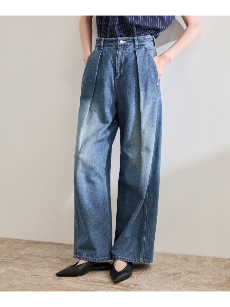 【SALE／30%OFF】【洗える】ワンタック ワイドデニムパンツ ROPE' ロペ パンツ ジーンズ・デニムパンツ ブルー ブラック【RBA_E】【送料無料】[ Fashion]