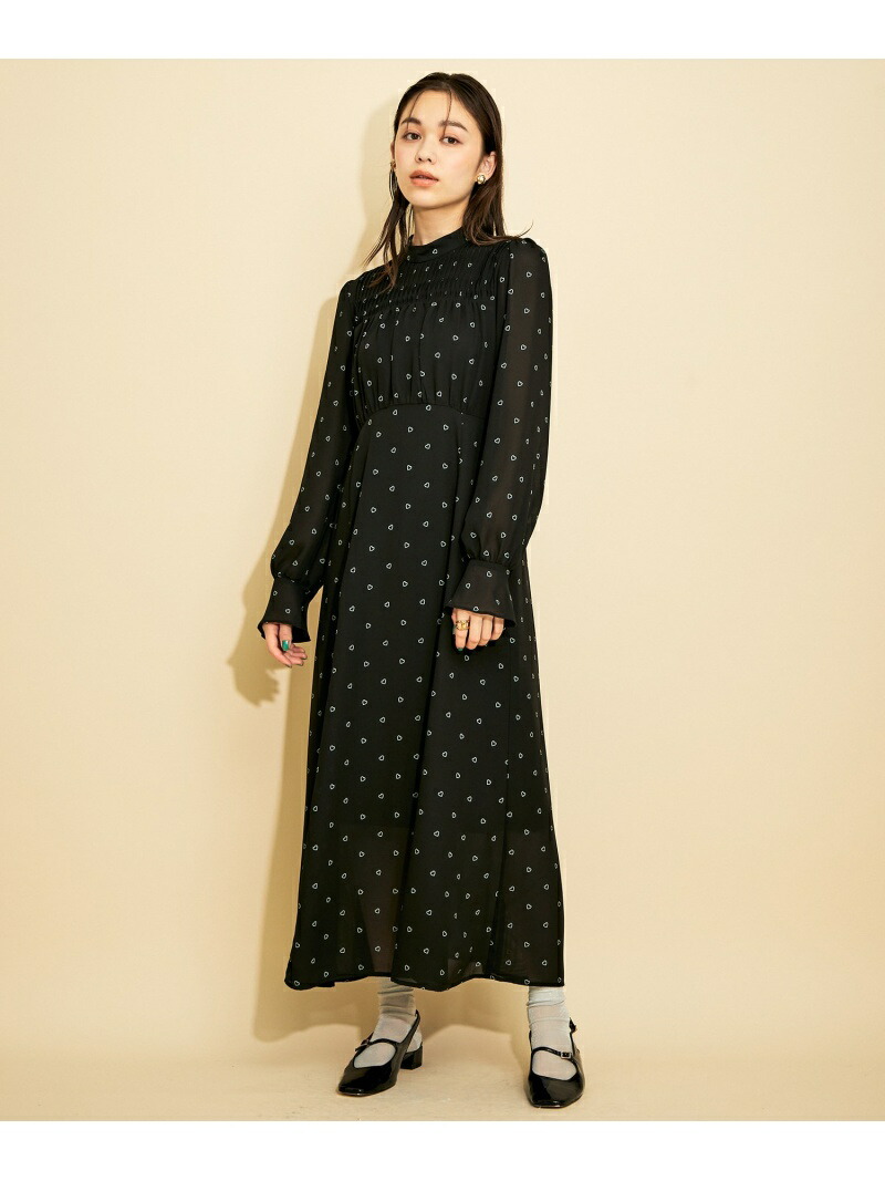 インナーキャミソール付き ハートプリントワンピース Mademoiselle Rope ロペ ワンピース ワンピースその他 ブラック グリーン 先行予約 送料無料 Rakuten Fashion Ice Org Br