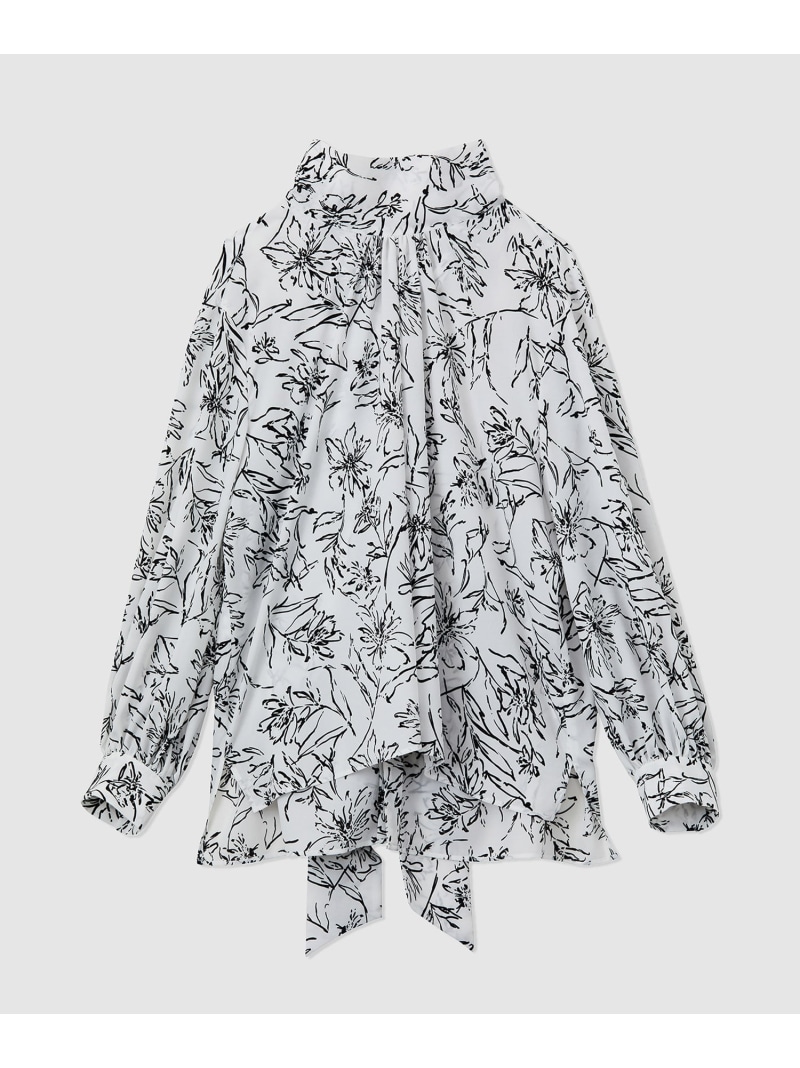 【SALE／50%OFF】ハンドフラワーバックタイブラウス/セットアップ対応 ROPE' ロペ トップス シャツ・ブラウス ホワイト グリーン【RBA_E】【送料無料】[ Fashion]