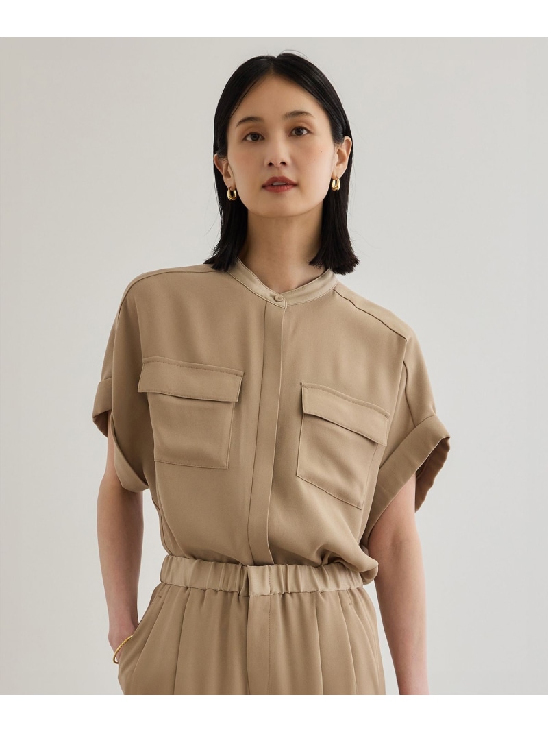 【洗える・テープ服】バックサテンフラップブラウス/お御勤め・通い・セットアップ相応う【脚本着付ける】 ROPE\u0027 ロペ トップス プルオーバー・トップ 黒いこと 米国海軍 ベージュ ブドウ酒赤いこと【貨物輸送無料】[ Fashion]