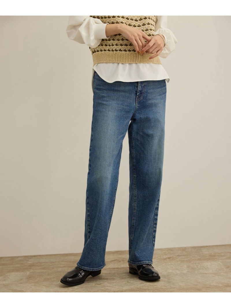 【SALE／30%OFF】ストレッチデニムストレートパンツ ROPE\u0027 ロペ ズボン下 デニム・ジーンズズボン下 米国海軍 青色【RBA_E】【貨物輸送無料】[ Fashion] パンツ-レディースファッション