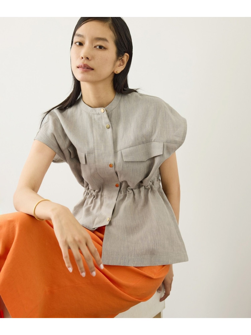 チンツリネンバンドカラージレ/セットアップ対応 ROPE' ロペ トップス ベスト・ジレ ベージュ ブラウン【送料無料】[ Fashion]｜ROPE&rsquo;
