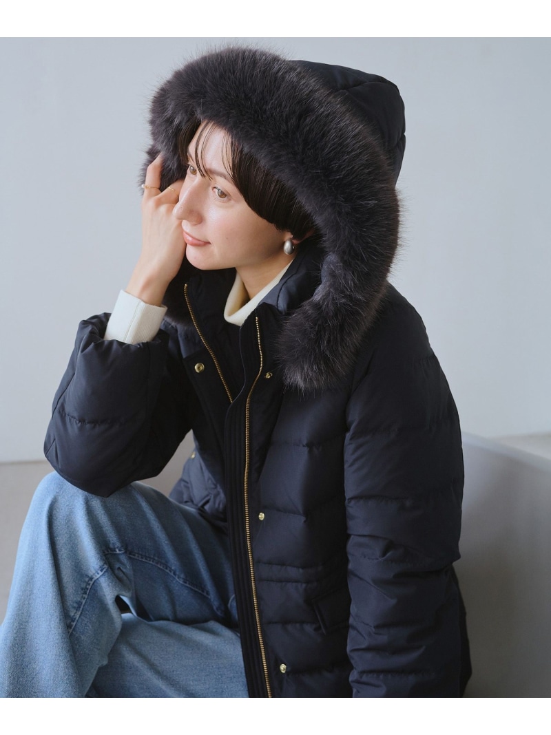 【SALE／30%OFF】【GREEN DOWN/グリーンダウン】ファー付きダウンミドル丈コート/リンクコーデ ROPE' PICNIC ロペピクニック ジャケット・アウター ダウンジャケット・ダウンベスト ブラック ホワイト ネイビー【RBA_E】【送料無料】[ Fashion]