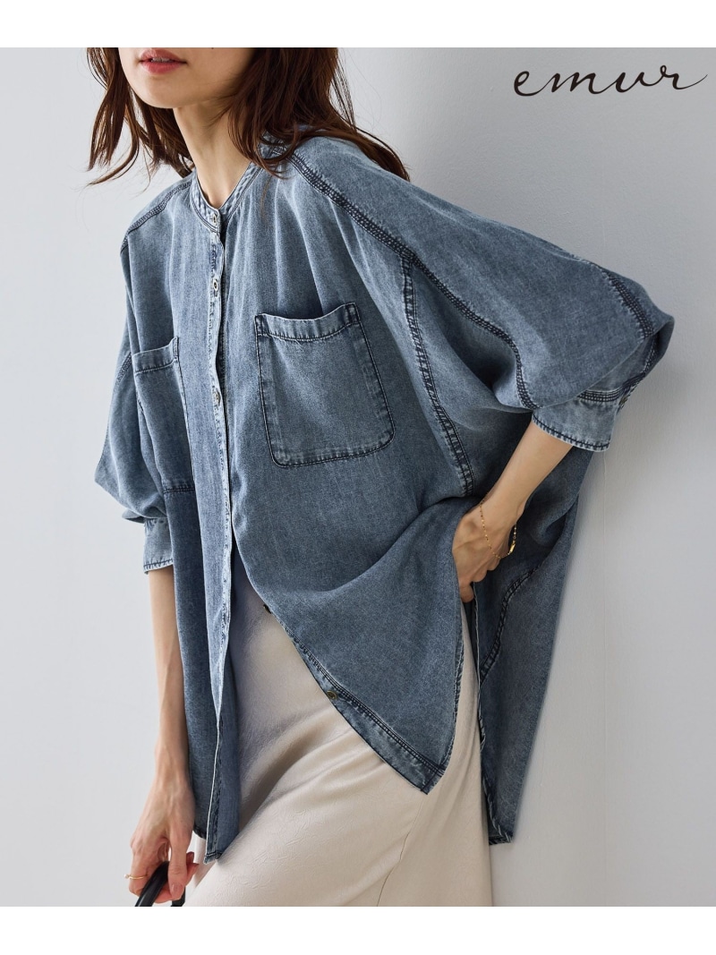 【emur/エミュール】パウダーシルクデニムドルマンブラウス/セットアップ ROPE' PICNIC ロペピクニック トップス シャツ・ブラウス ブルー ネイビー ブラック【送料無料】[ Fashion]