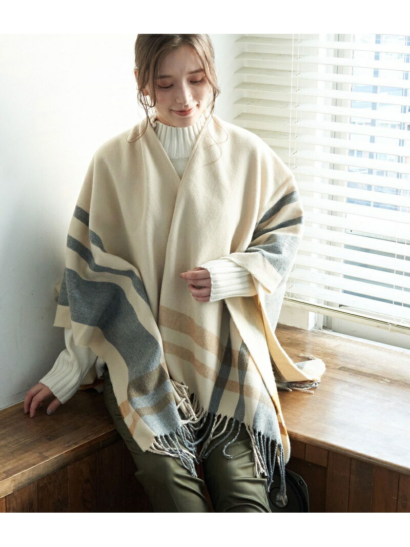 サイドチェックストールポンチョ Rope ファッショングッズ Picnic Passage ロペピクニック サイドチェックストールポンチョ Rope ファッショングッズ Picnic Passage ロペピクニック