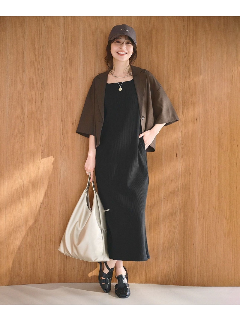 テレコワンピース ROPE' PICNIC ロペピクニック ワンピース・ドレス ワンピース ブラック ブルー【先行予約】*【送料無料】[ Fashion]
