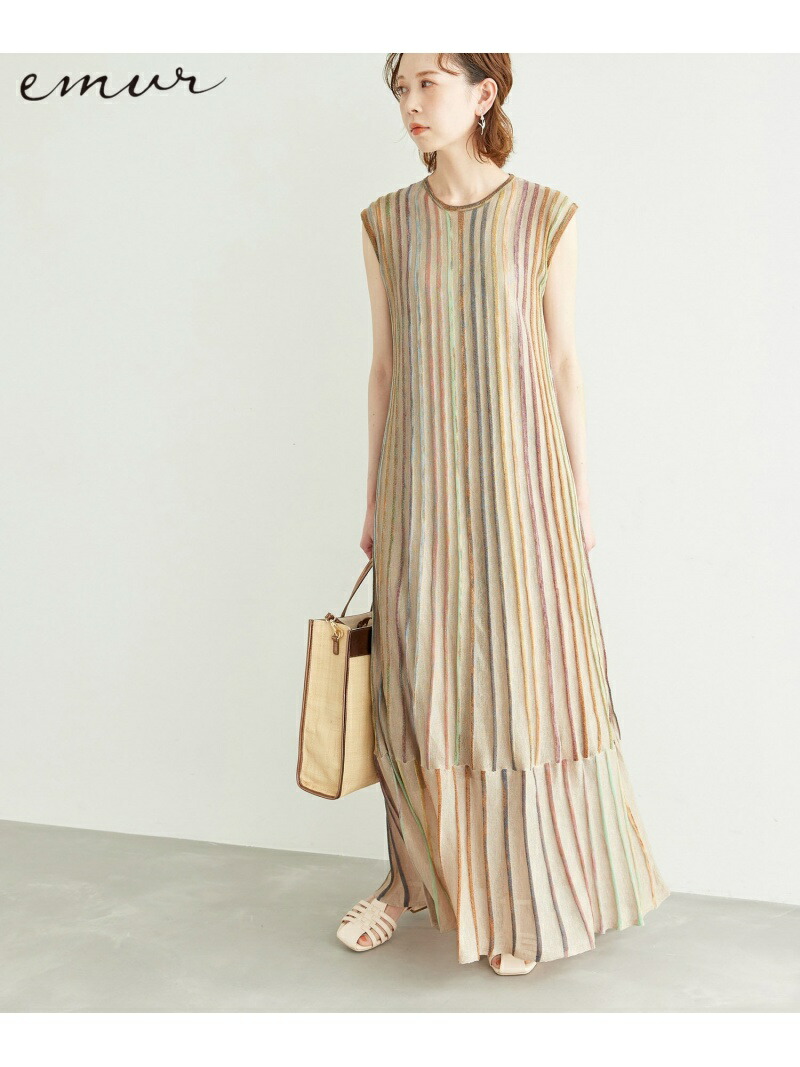 Emur ミックスヤーンストライプニットワンピース Rope Picnic ロペピクニック ワンピース ワンピースその他 ベージュ ブルー 先行予約 送料無料 Rakuten Fashion Southwestne Com