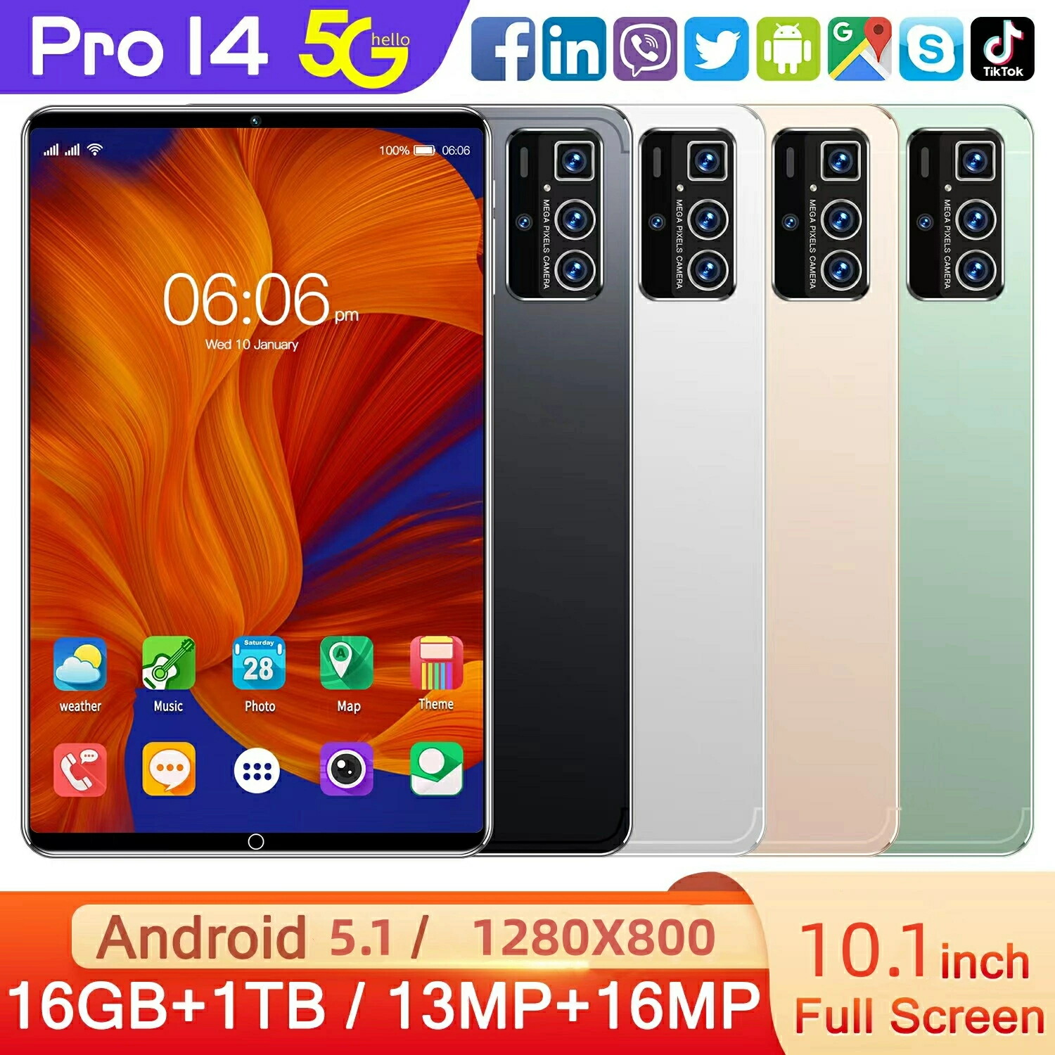 Android 14 タブレット 10インチ 12GB RAM 64GB Android14 タブレット PC 本体 10インチ 12GB+64GB+1TB-TF拡張