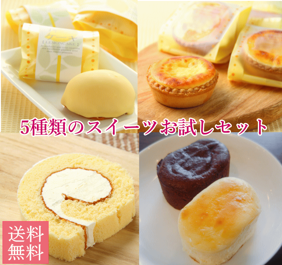 送料無料 5種類お試しセット バタークリームロール レモンケーキ チーズケーキ ショコラ 福袋