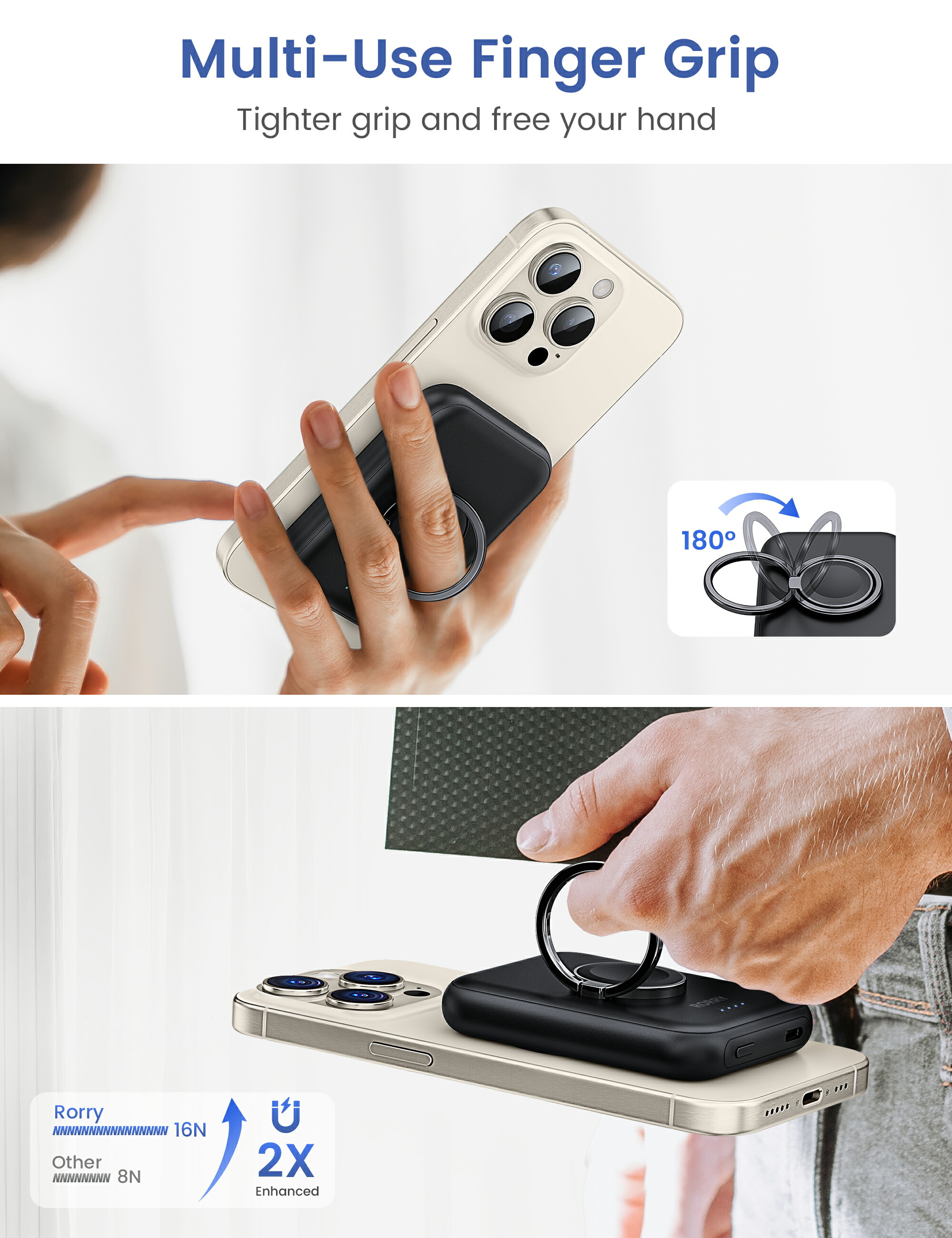 【一年保証 大人気新品♪ 】RORRY 【業界進化！magsafeモバイルバッテリー・スマホリング＆スタンド機能付】Apple Watch充