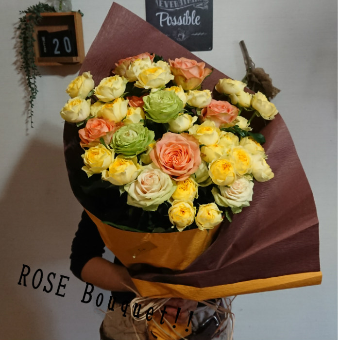 楽天市場 Rose Bouque 5000円 ビタミンカラー 花束 オレンジ イエロー お見舞い ギフト 快気祝い お祝い 元気 Rosarium 田中バラ園楽天市場店