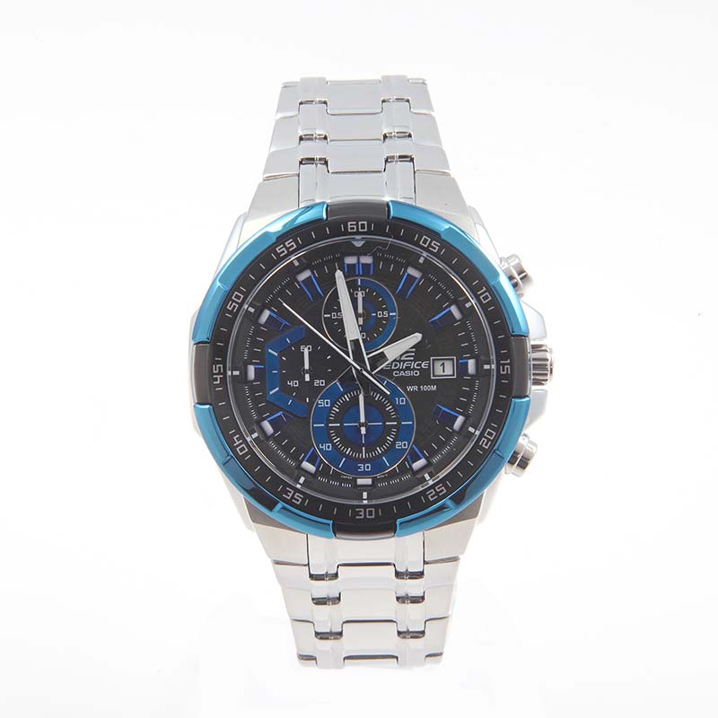 すぐに使える【２点で5％OFFクーポン】腕時計 メンズ ブル－ シルバー カシオ EDIFICE エディフィス 100m防水 クロノグラフ CASIO EFR-539D-1A2 並行輸入品