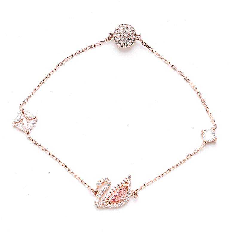 すぐに使える【２点で5％OFFクーポン】スワロフスキー ブレスレット レディース ローズゴールド ピンク SWAROVSKI Dazzling Swan 5472271 Sサイズ