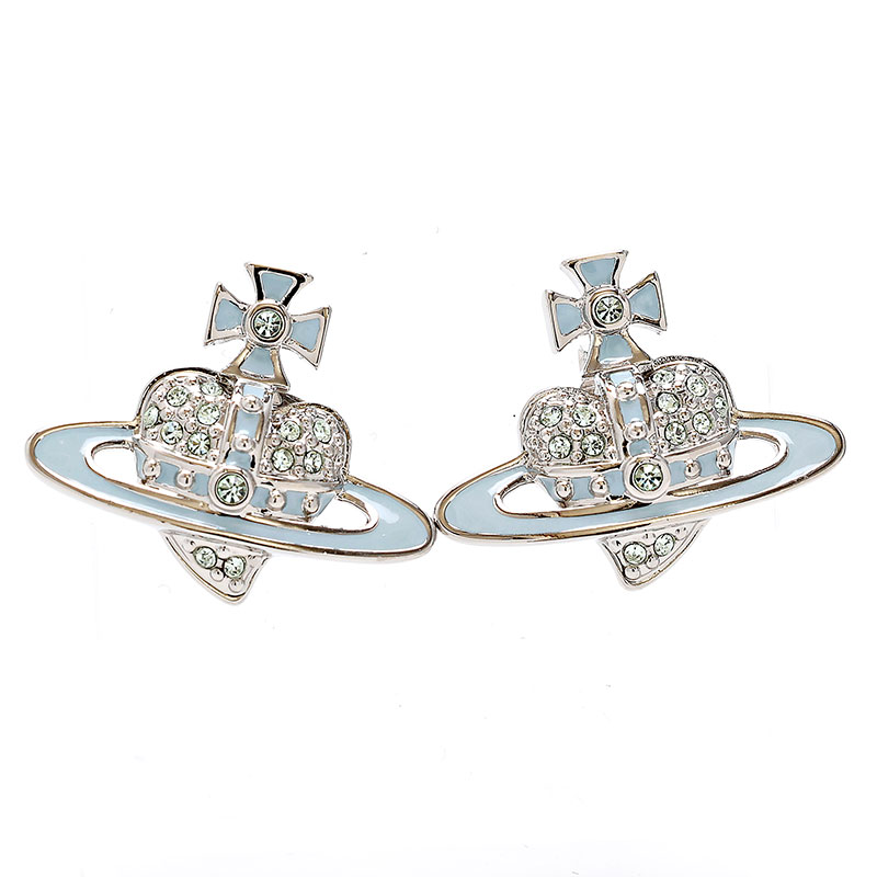ヴィヴィアンウエストウッド ピアス レディース REVERSE HEART STUD EARRINGS プラチナム ブルー 62010326-02P594 Vivienne Westwood|ロゼ・エムロード