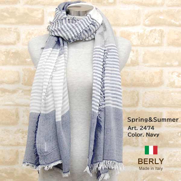 楽天市場 ストール春夏イタリア製レディース メンズ ユニセックス2474 Navy Berlyベリー マフラー スカーフ Stole Women Men 130 Rosegray