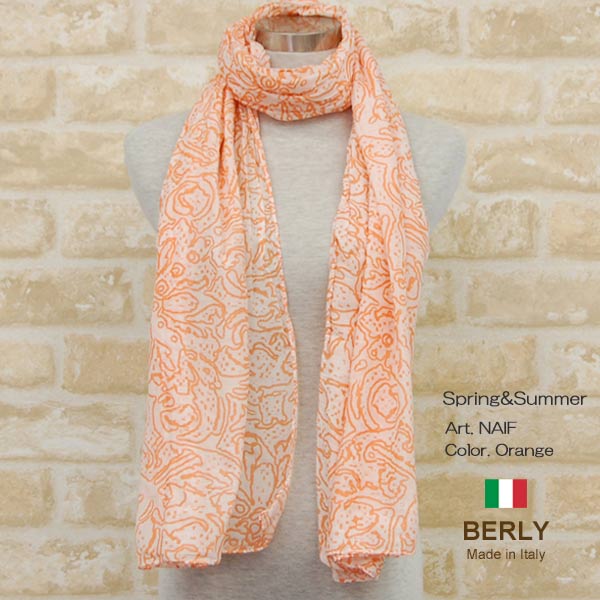 コットンシルクストール春夏イタリア製人気の定番素材レディース・メンズ・ユニセックスberly-naif-orange・BERLYベリー【 マフラー 】【 スカーフ 】【 stole 】【 women 】【 men 】11000｜ROSEGRAY