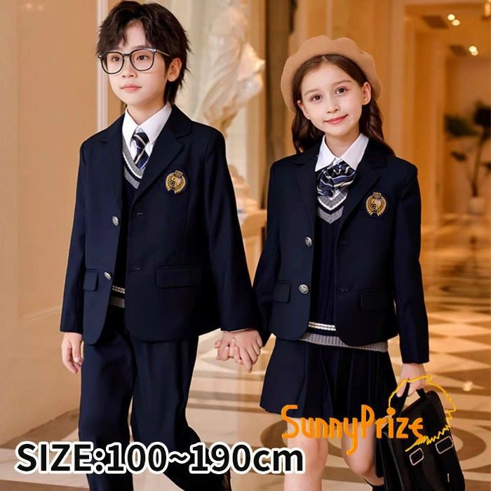 卒業式 スーツ 子供 制服 フォーマル 男の子 女の子 上下セット ブレザー ジャケット スカート パンツ ネクタイ 学生服 入学式 発表会 面接 冠婚葬祭 キッズ ジュニア 100 110 120 130 140 150 160 170 180 190cm