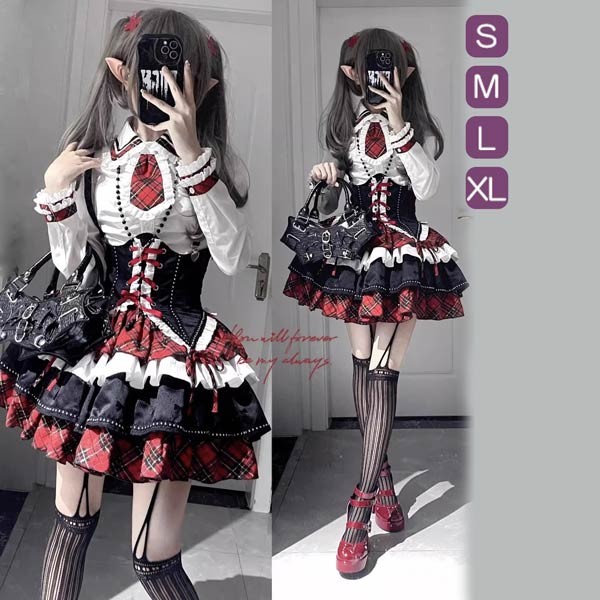 ★P3倍＆5%OFF★ ロリータ 上下セット スカート可愛い お姫様 ブラウス スカート Lolita ロリータ服　ロリータ リボン 可愛い アイドル衣装 コスチューム コスプレ衣装 プリンセスドレス 文化祭 学園祭 かわいい 萌え イベント ロリータファション