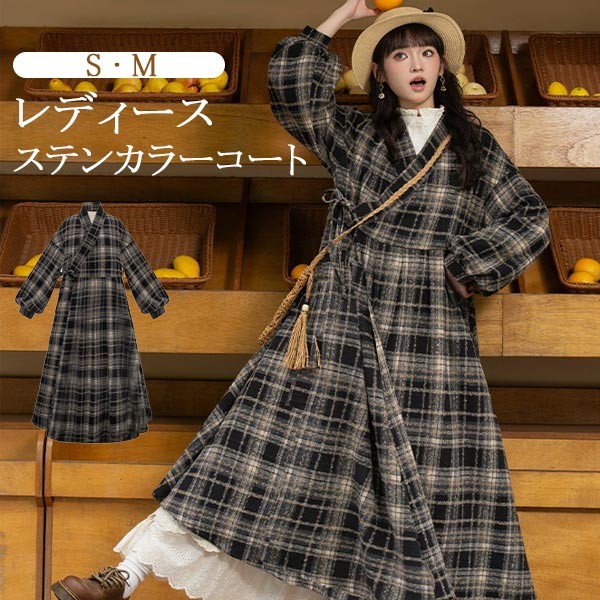 楽天市場】ステンカラーコート チェック柄 秋冬服 レディース