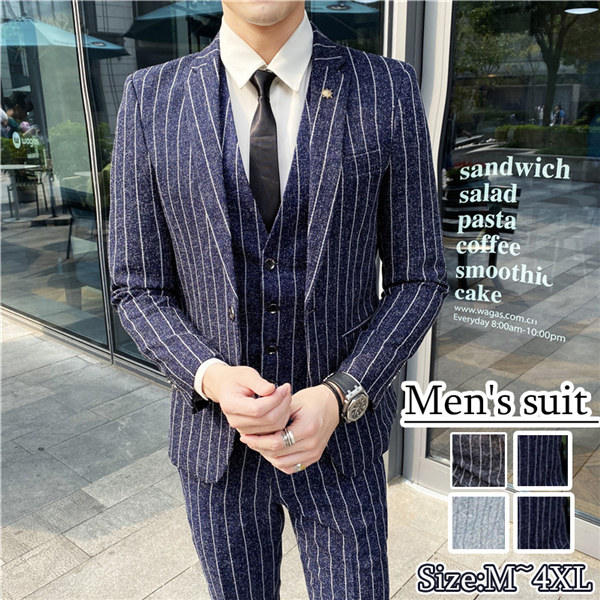 楽天市場】ストライプ スーツメンズ 上下セット セットアップ 1つ