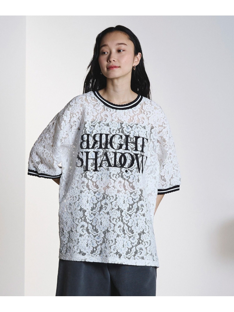 LACE LOGO TEE ROSE BUD ローズバッド トップス カットソー・Tシャツ ブラック ホワイト【送料無料】[ Fashion]