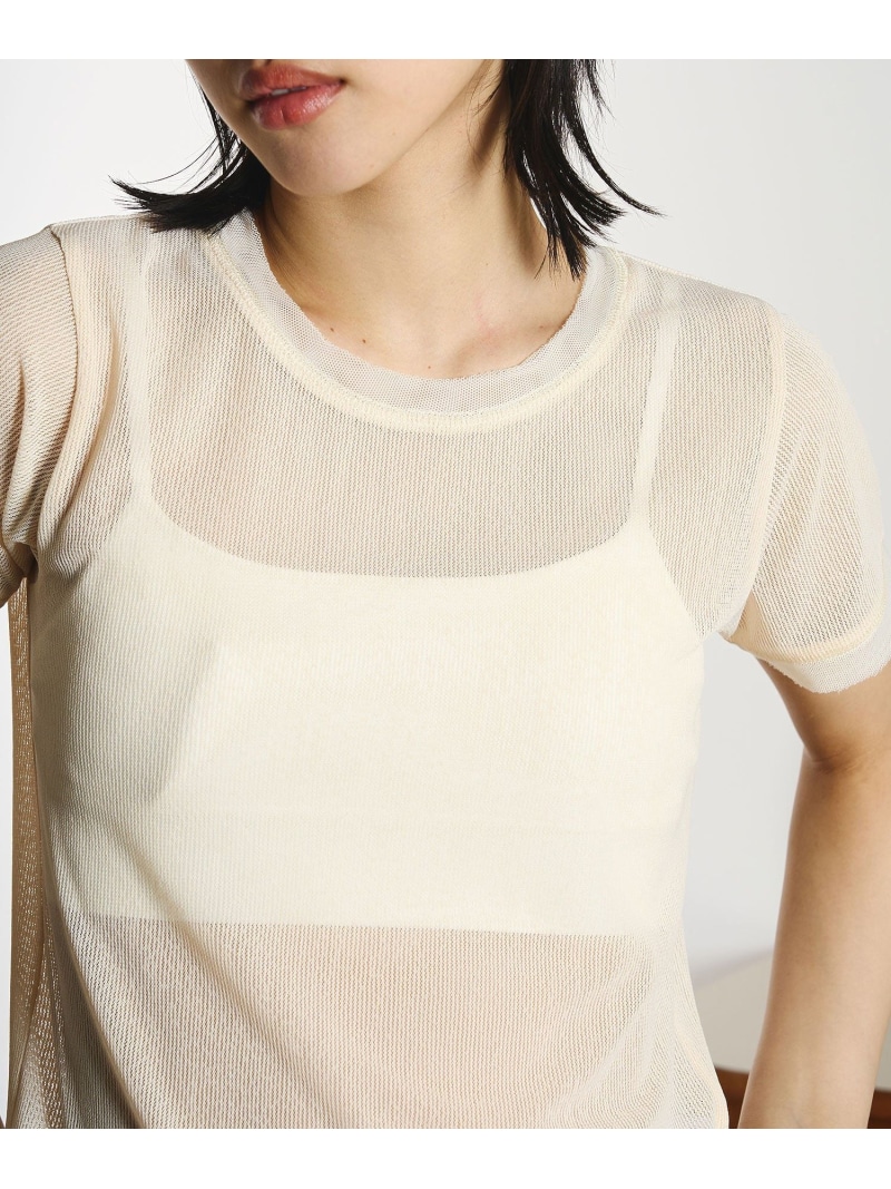 OKIRAKU×ROSEBUD/MESH TEE ROSE BUD ローズバッド トップス ティーシャツ・トップ 白いこと【此れから取っておく】*【貨物輸送無料】[ Fashion]
