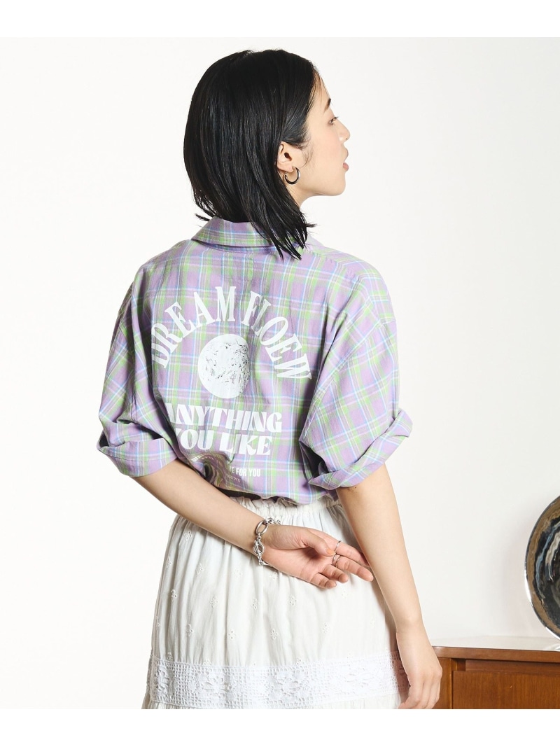 OKIRAKU×ROSEBUD/BACK PRINT CHECK SHIRT ROSE BUD ローズバッド トップス プルオーバー・トップ 黄色【此れから取って置く】*【貨物輸送無料】[ Fashion]