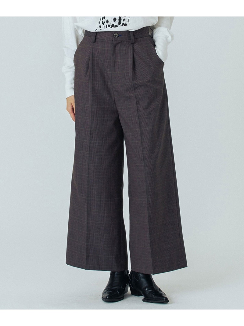 【SALE／50%OFF】CHECK WIDE PATNS ROSE BUD ローズバッド パンツ その他のパンツ ブラウン イエロー【RBA_E】【送料無料】[ Fashion]