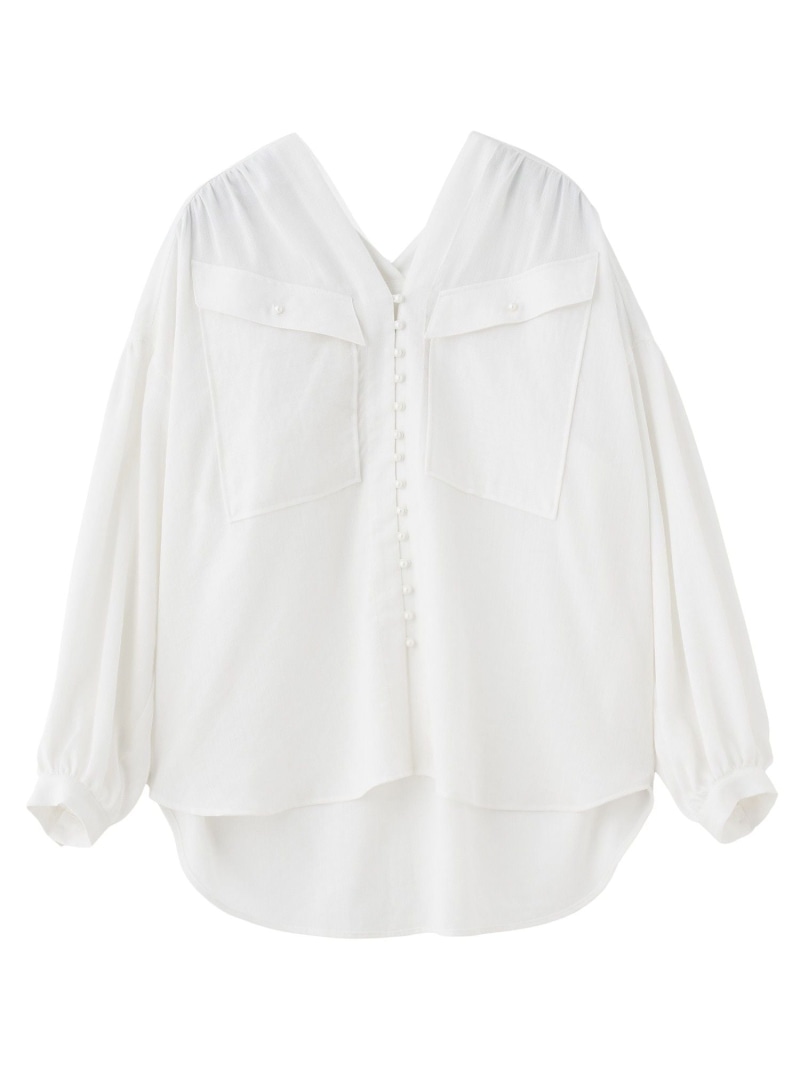 【SALE／30%OFF】COTTONPEARLBUTTON VNECKSHIRTS ROSE BUD ローズバッド トップス シャツ・ブラウス ホワイト ブラウン ピンク【RBA_E】【送料無料】[ Fashion]｜ROSE BUD／ローズバッド