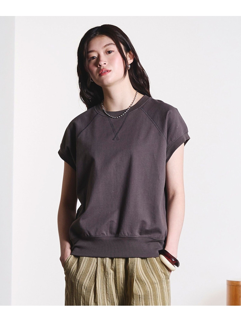 CAP SLEEVE SWEAT ROSE BUD ローズバッド トップス スウェット・トレーナー 薄墨色 青色【先んずる取っておく】*【貨物輸送無料】[ Fashion]