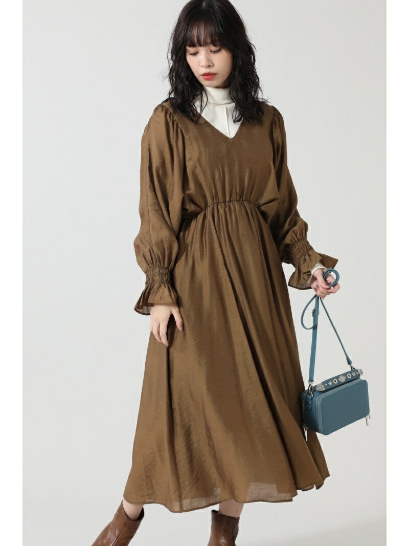 楽天市場 Vネックギャザーワンピース Rose Bud ローズバッド ワンピース ワンピースその他 カーキ ブラック パープル 送料無料 Rakuten Fashion Rose Bud ローズバッド