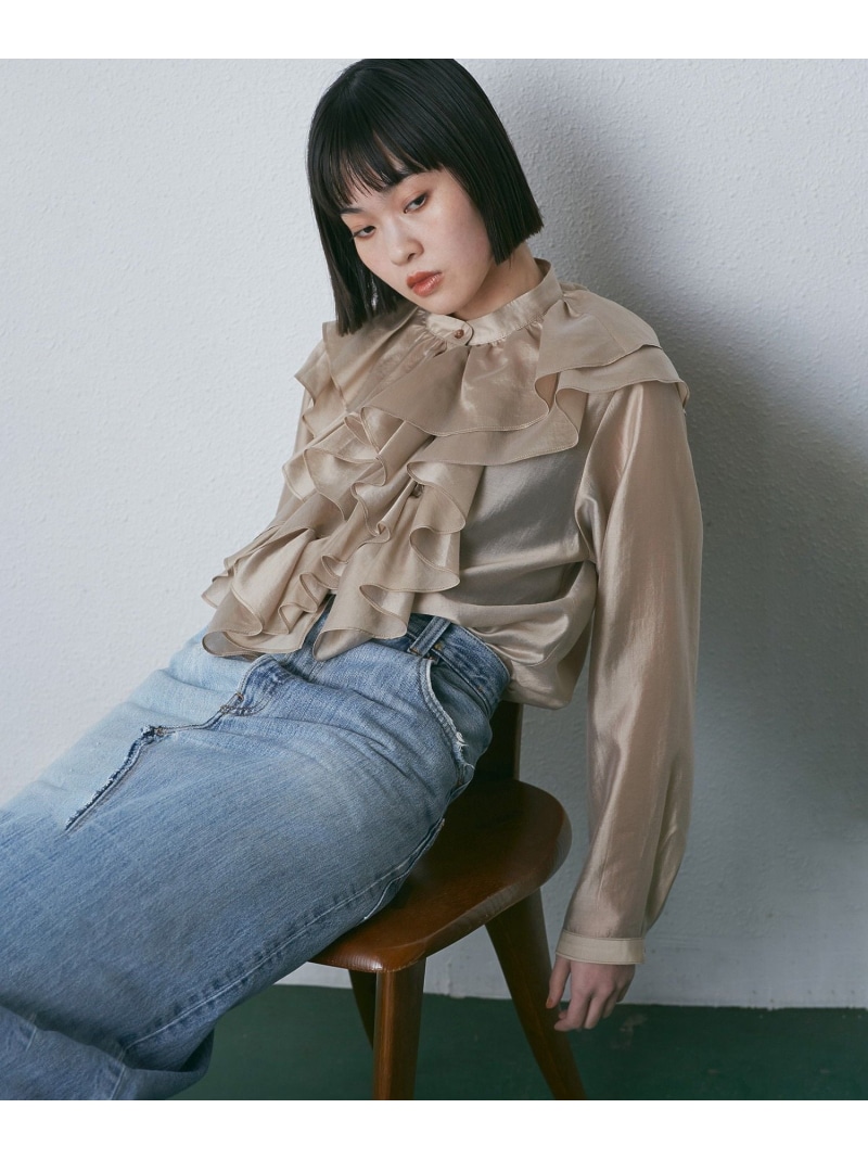 【SALE／50%OFF】ボリュームラッフルシャツ ROSE BUD ローズバッド トップス シャツ・ブラウス ベージュ ピンク【RBA_E】【送料無料】[ Fashion]