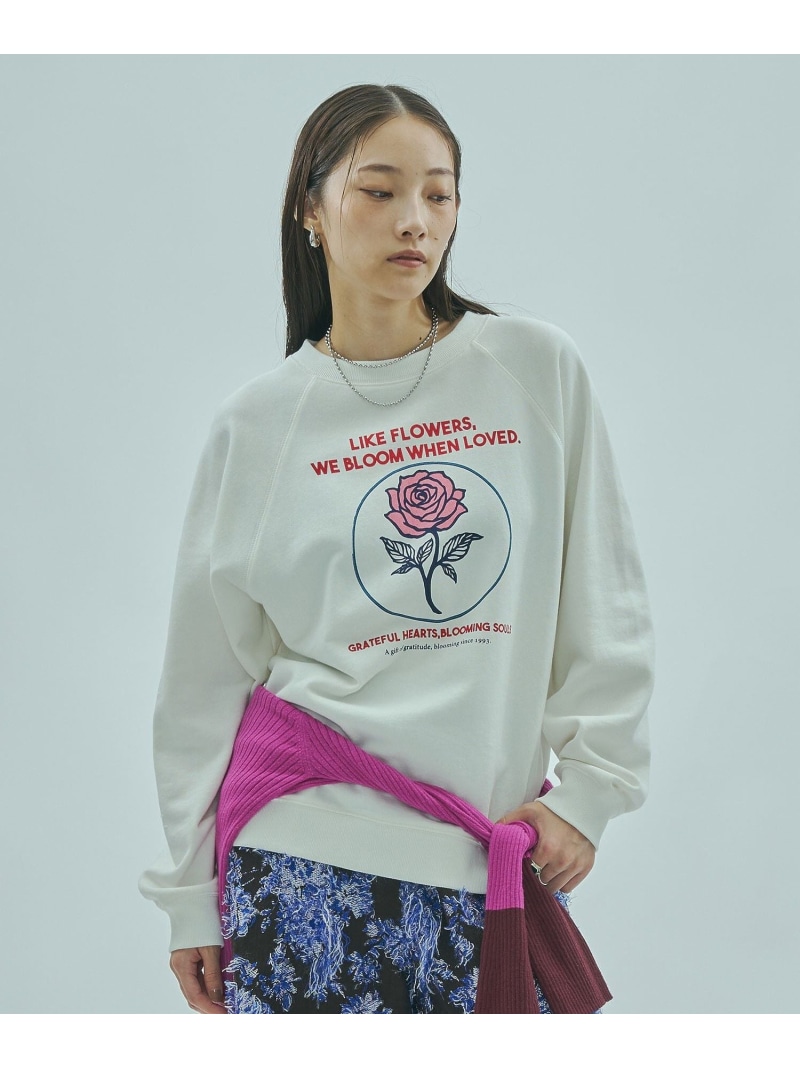 ROSE PRINT L/S SWEAT ROSE BUD ローズバッド トップス スウェット・トレーナー 白いこと【貨物輸送無料】[ Fashion]