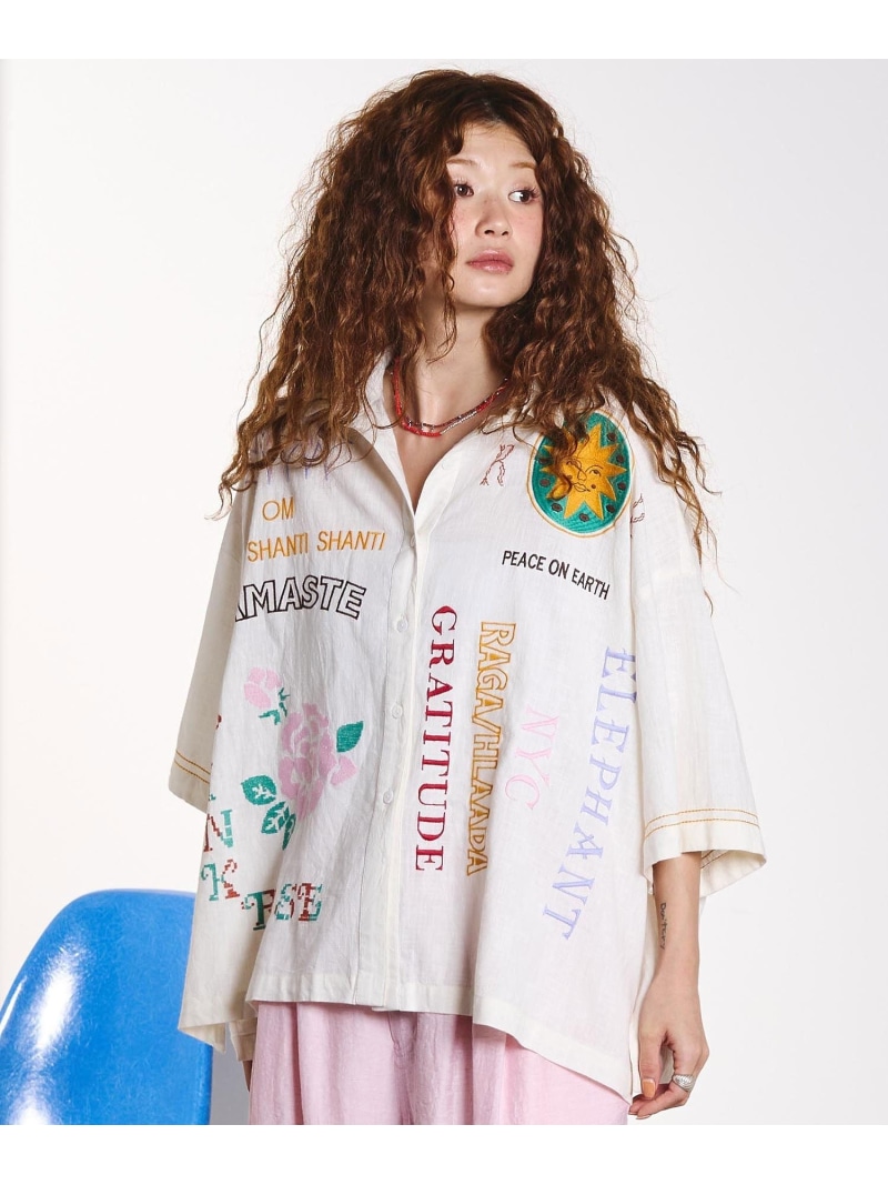 HLAADA for ROSEBUD/EMBROIDERY SHORT SLEEVE SHIRT ROSE BUD ローズバッド トップス シャツ・ブラウス ブラック【送料無料】[ Fashion]｜ROSE BUD／ローズバッド 10,472円