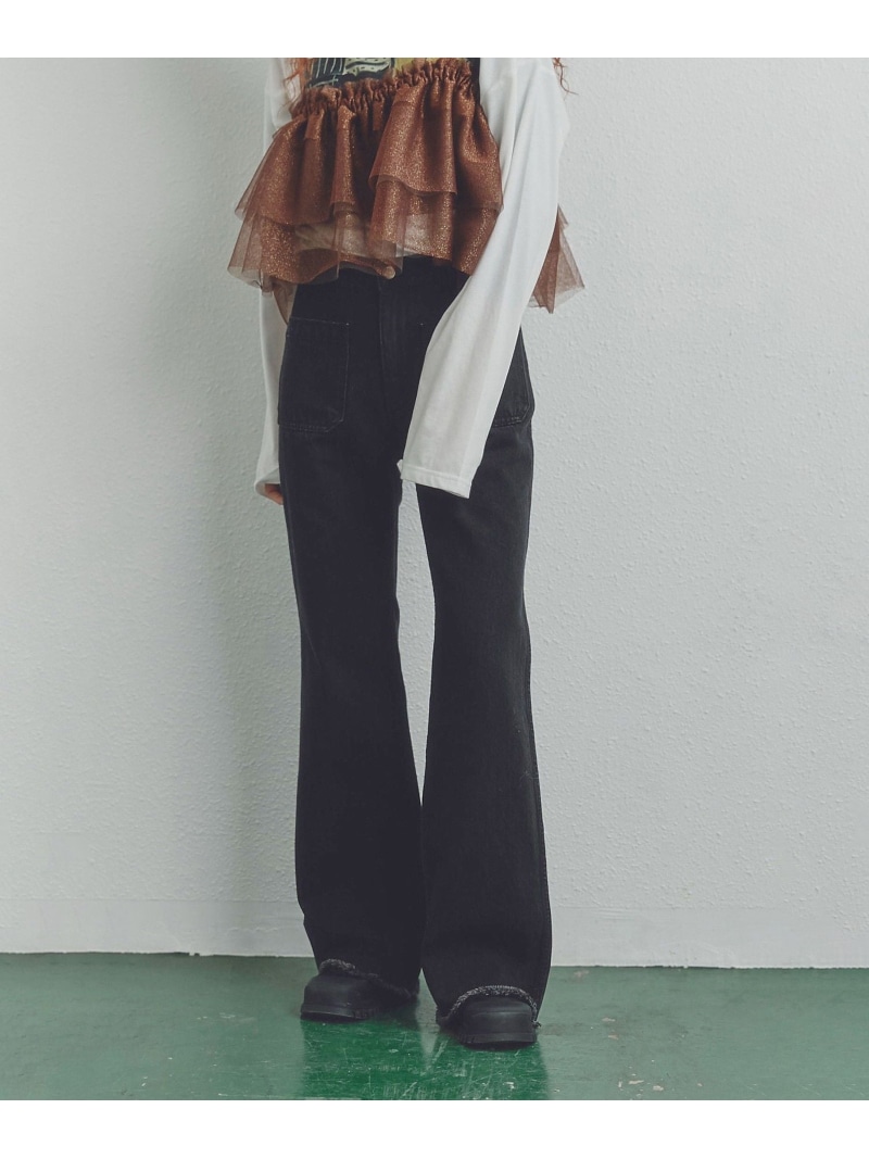 【SALE／10%OFF】FLARE DENIM PANTS ROSE BUD ローズバッド ズボン下 余分の物のズボン下 青み 黒いこと【RBA_E】【貨物輸送無料】[ Fashion]