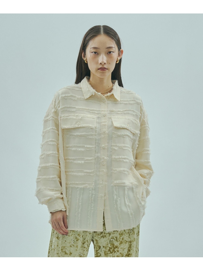 【SALE／55%OFF】FRINGE DOBBY BIG SHIRT ROSE BUD ローズバッド トップス シャツ・ブラウス ホワイト ブラック【RBA_E】【送料無料】[ Fashion]