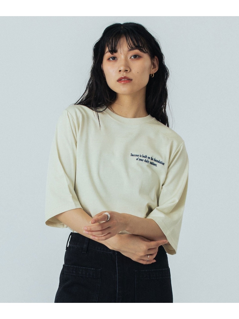 【SALE／30%OFF】EMBROIDERY H/S TEE ROSE BUD ローズバッド トップス カットソー・Tシャツ ホワイト ネイビー【RBA_E】【送料無料】[ Fashion]