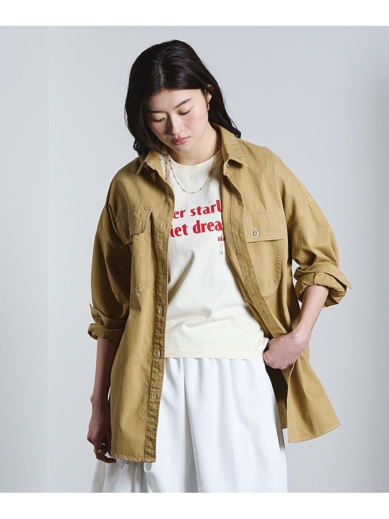 BIG DENIM SHIRT ROSE BUD ローズバッド トップス シャツ・ブラウス ネイビー ベージュ【送料無料】[ Fashion]
