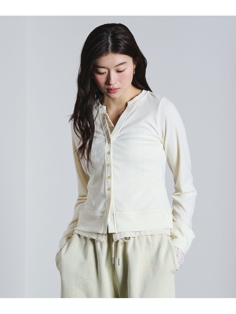 FAKE LAYERED CARDIGAN ROSE BUD ローズバッド トップス ジレー 白いこと 青み 黒いこと【貨物輸送無料】[ Fashion]