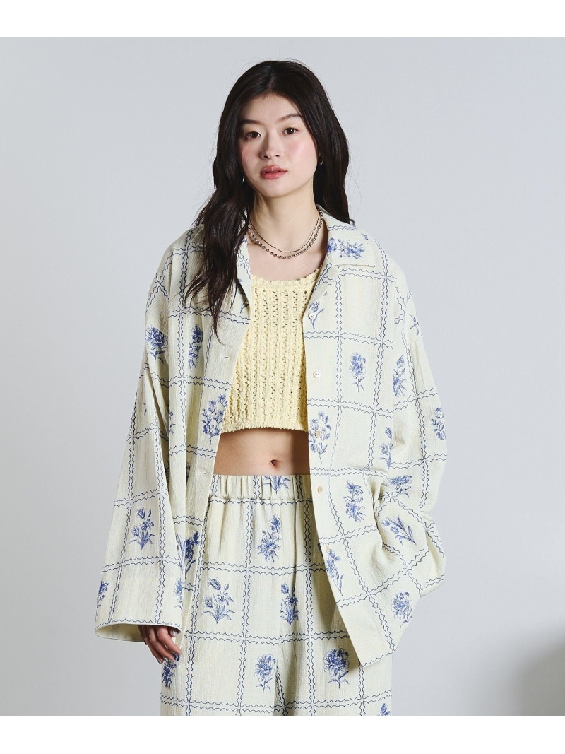 EMBROIDERY L/S SHIRT ROSE BUD ローズバッド トップス シャツ・ブラウス ブラック ホワイト【送料無料】[ Fashion]