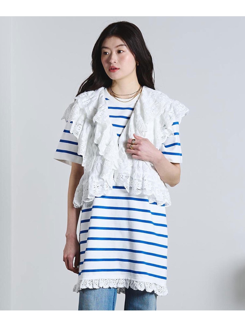 STRIPE H/S MINI CUT DRESS ROSE BUD ローズバッド ワンピース・ドレス ワンピース ブラック ホワイト【送料無料】[ Fashion]