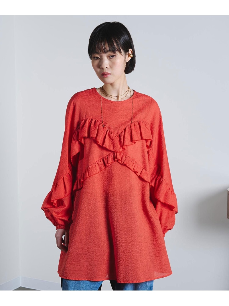 【SALE／30%OFF】mici/RUFFLE TUNIC BLOUSE ROSE BUD ローズバッド トップス シャツ・ブラウス イエロー オレンジ【RBA_E】【送料無料】[ Fashion]｜ROSE BUD／ローズバッド