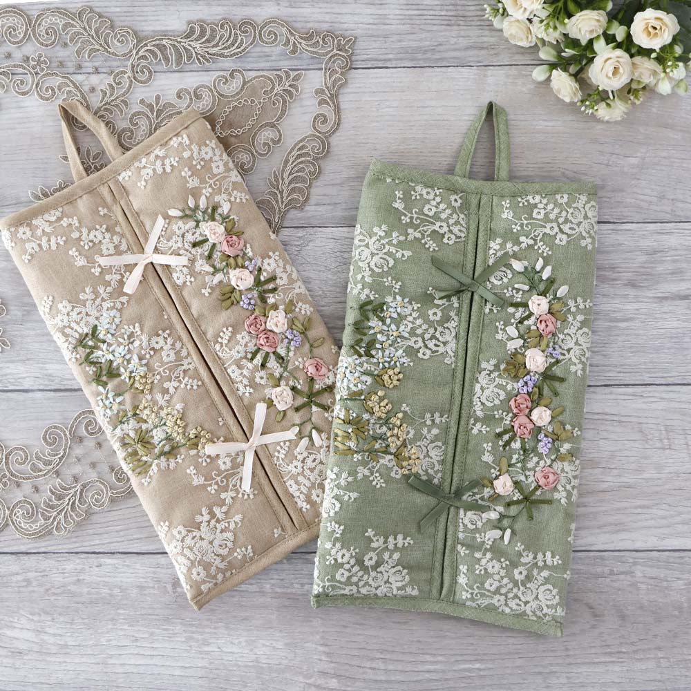 楽天市場】ティッシュカバー ピンク レース 刺繍 おしゃれ 薔薇の