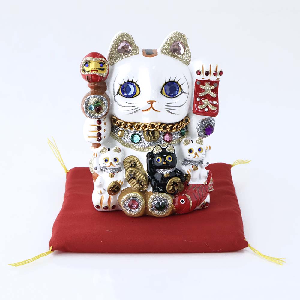 楽天市場】猫 置物 開運 縁起物 薬師窯(彩絵 金運 来福 三毛猫 招き猫