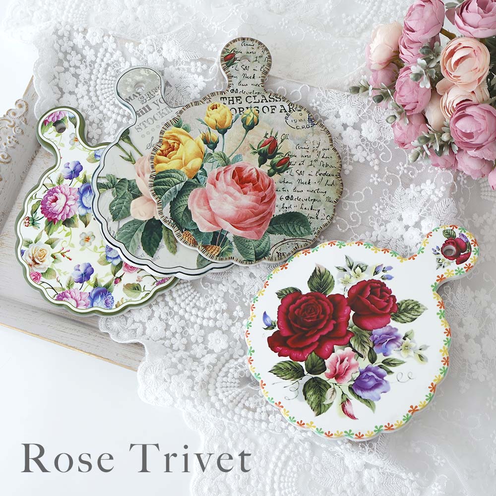 楽天市場】薔薇の鍋敷き ピンクローズ エレガント 陶器 日本製