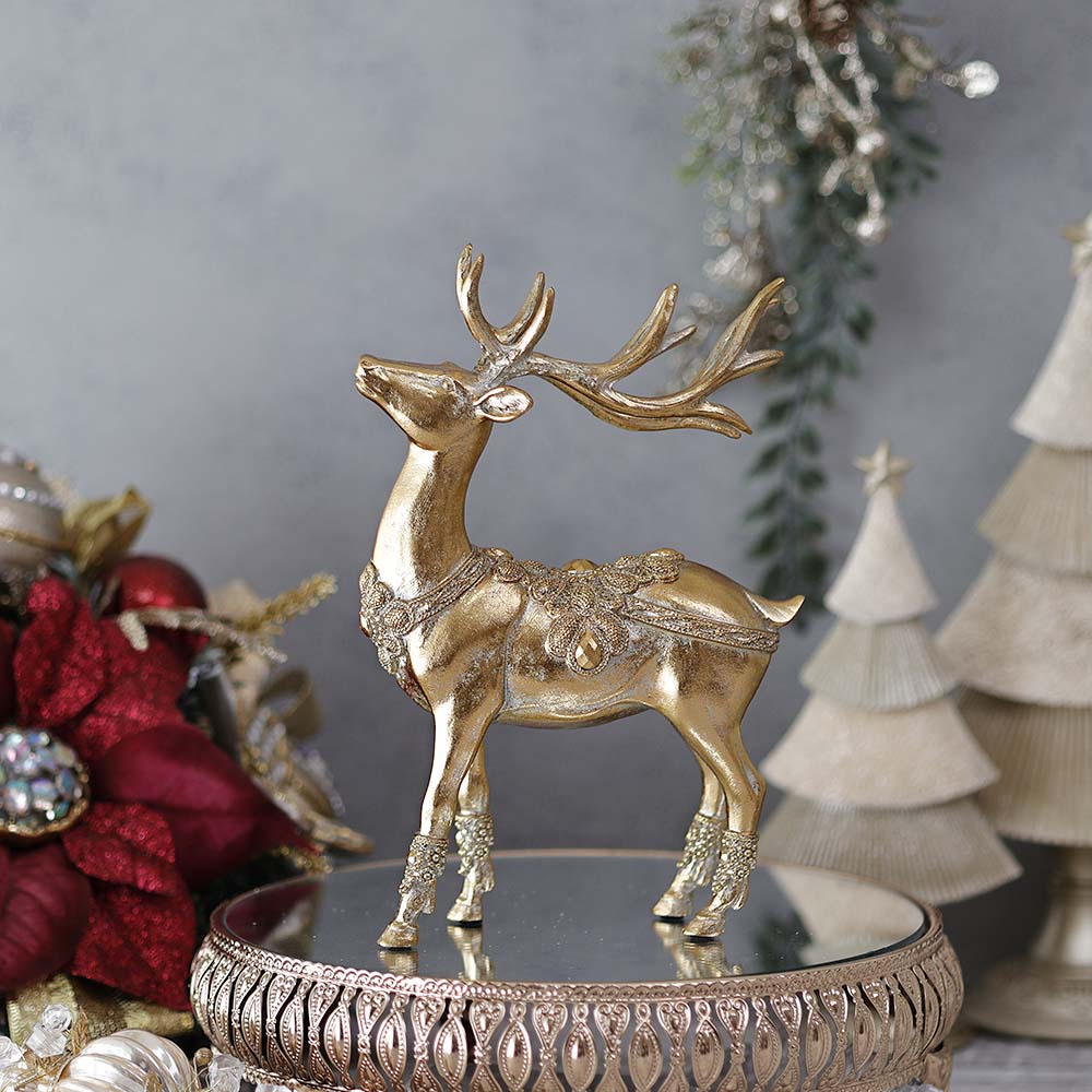楽天市場】ゴールドトナカイオブジェ：シッティング クリスマス