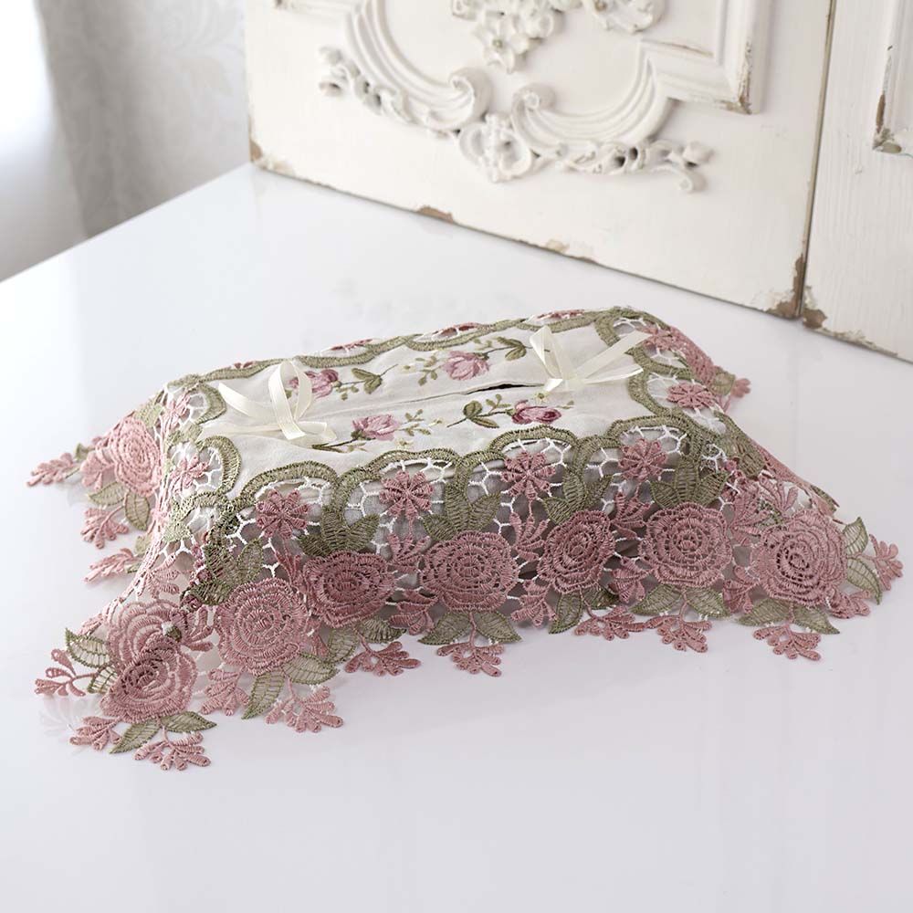 楽天市場】ティッシュカバー ピンク レース 刺繍 おしゃれ 薔薇の
