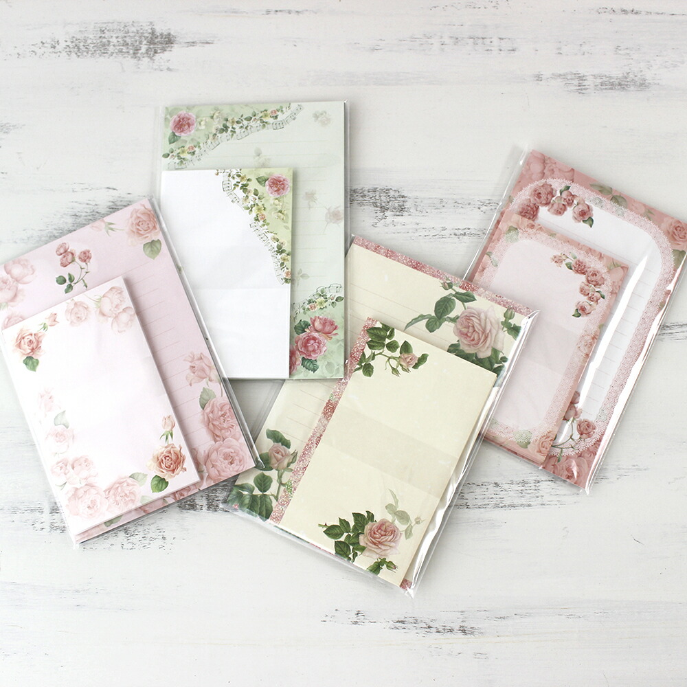 楽天市場】レターセット ローズ柄 バラ 薔薇 結婚式 文具 便箋 封筒 花