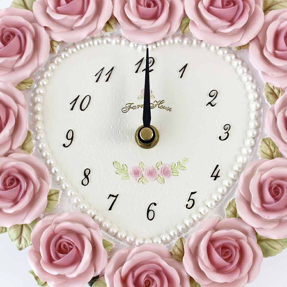振子時計 壁掛け ハートローズ かわいい 姫系 雑貨 おしゃれ 子供部屋 エレガント ギフト 掛時計 インテリア ピンク Marcsdesign Com